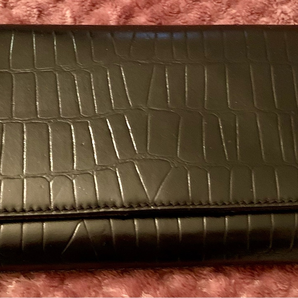 Kenneth Cole Black Crocodile Embossed Clutch